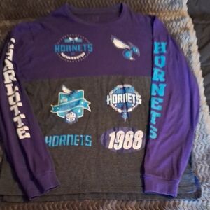 XL Charlotte Hornets Long Sleeve Graphic Tee - Purple & Gray